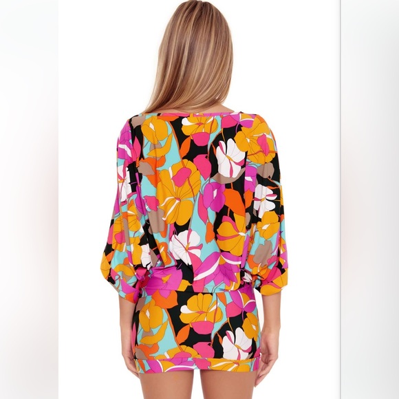 MATCHING SET TRINA TURK GEMINI PLUNGE FRONT ONE PIECE Swimsuit + TUNIC Coverup - Picture 5 of 9